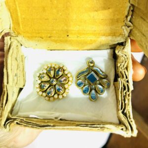 Elegant Blue Kundan Pendant Set – Traditional Stone Jewelry for Bridal & Festive Wear | Liazing.com