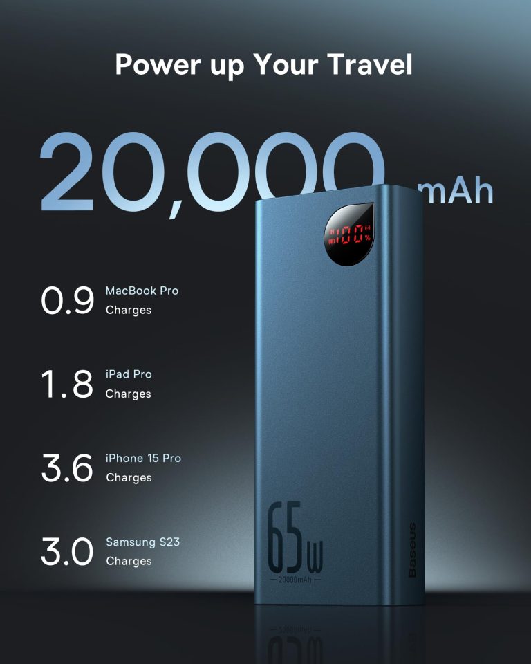 Baseus Adaman 65W 20000mAh Metal Digital Display Quick Charge Power Bank – PD 65W + QC 30W Fast Charging - Image 5