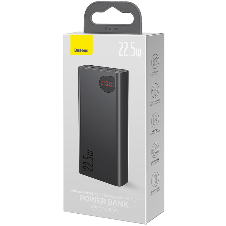 Baseus Adaman 22.5W 20000mAh Metal Digital Display Power Bank – QC3.0 + PD3.0 Fast Charging (PPAD000101) - Image 4