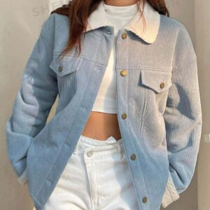 Long corduroy jacket Sky Blue